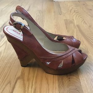 Miss Sixty Brown Leather Platform Sandal, Size 7.5
